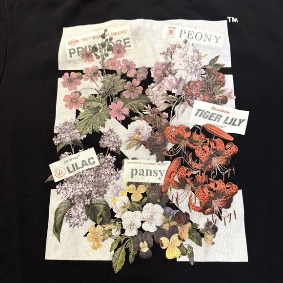 OFF-WHITE Virgil Abloh T Shirt SS19 Flower Arrows Sketch Print Womans XS VG Cond - Picture 11 of 13